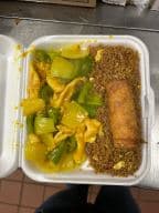 Best C14. Chicken Curry and Egg Roll Combo Plate in Jamaica Plain, MA